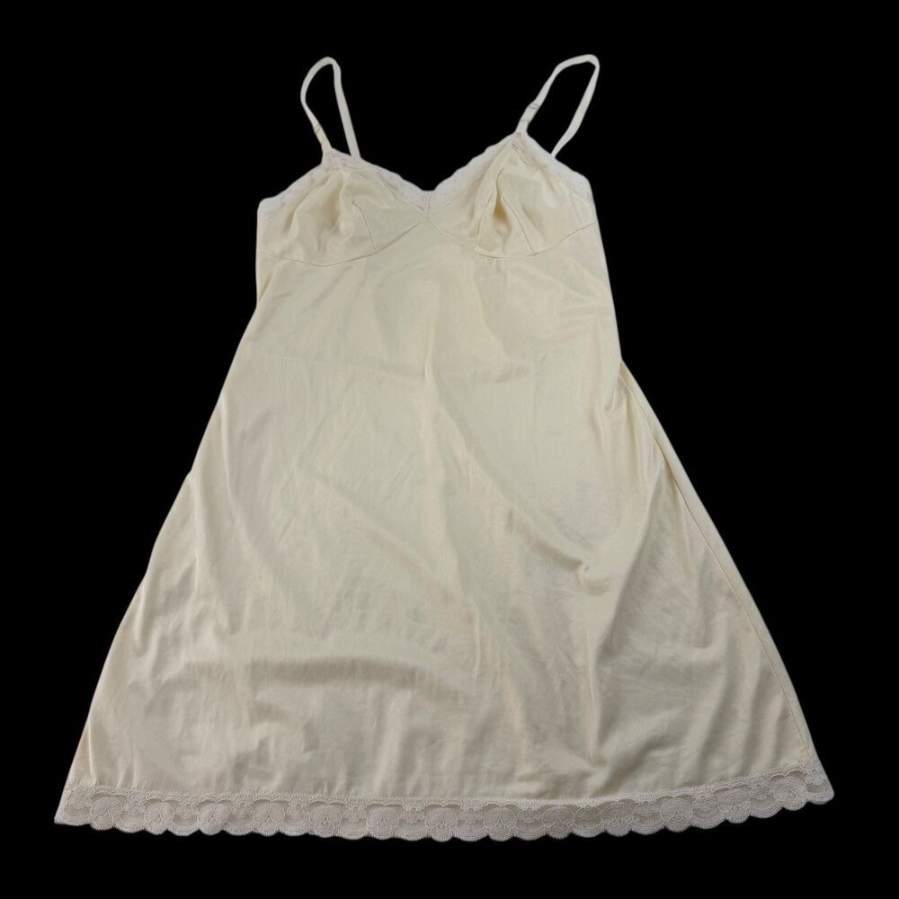 Lorraine Lingerie Slip Dress 36 Short Nude Adjustable Straps VTG 80's USA Flaw
